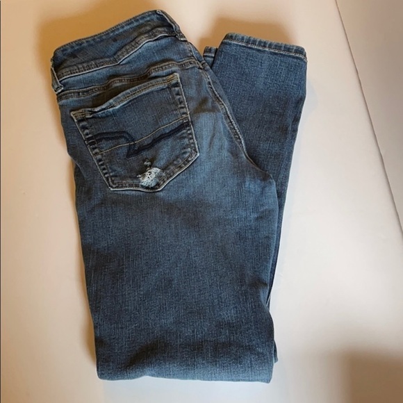 AEO Super Stretch Skinny Jeans Distressed Size 6 - Picture 3 of 7
